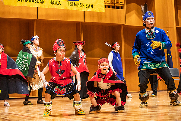 Boys dance on stage at the 2019 Festival of Native Arts. UAF photo by JR Ancheta.