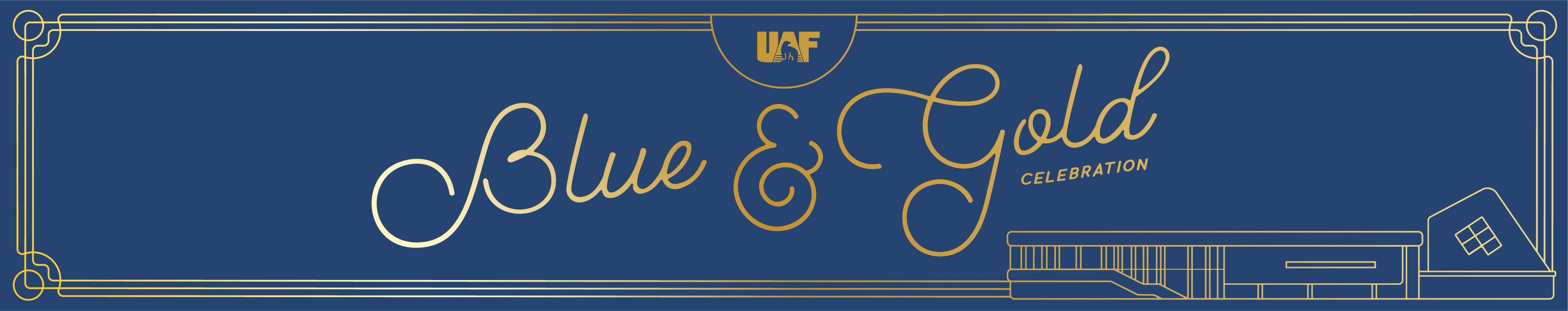 UAF Blue and Gold Celebration logo 2024