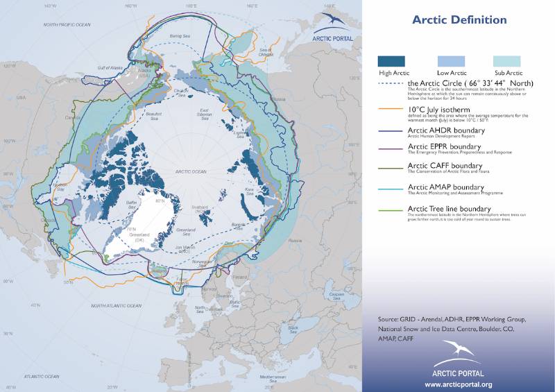 Map of Arctic Definitions Boundaries