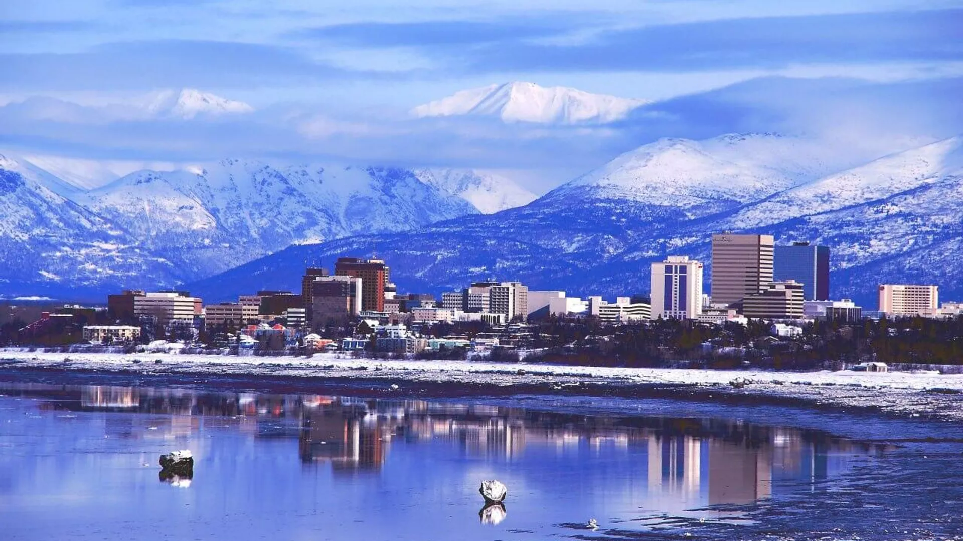 anchorage skyline and mountains