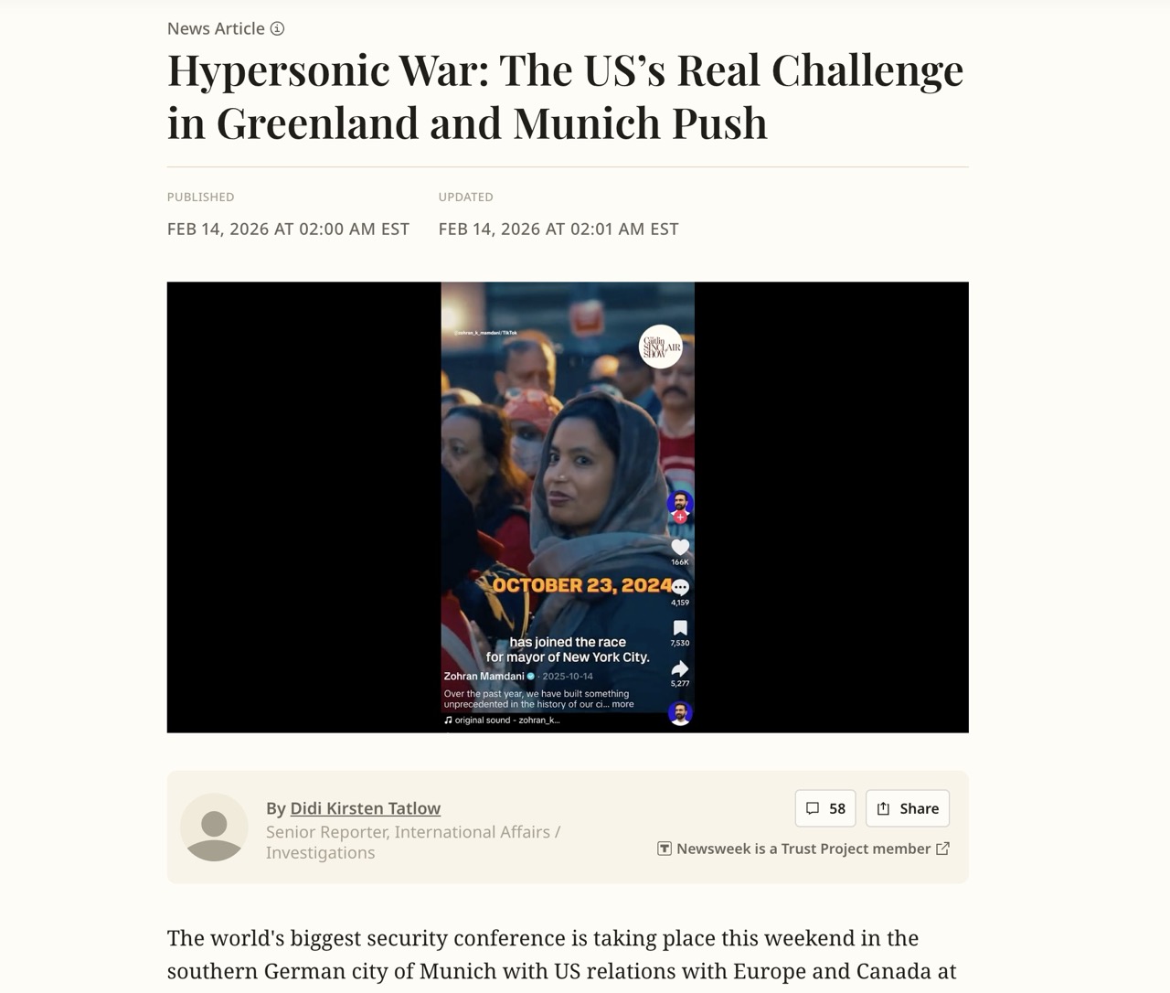 screenshot of newsweek webpage