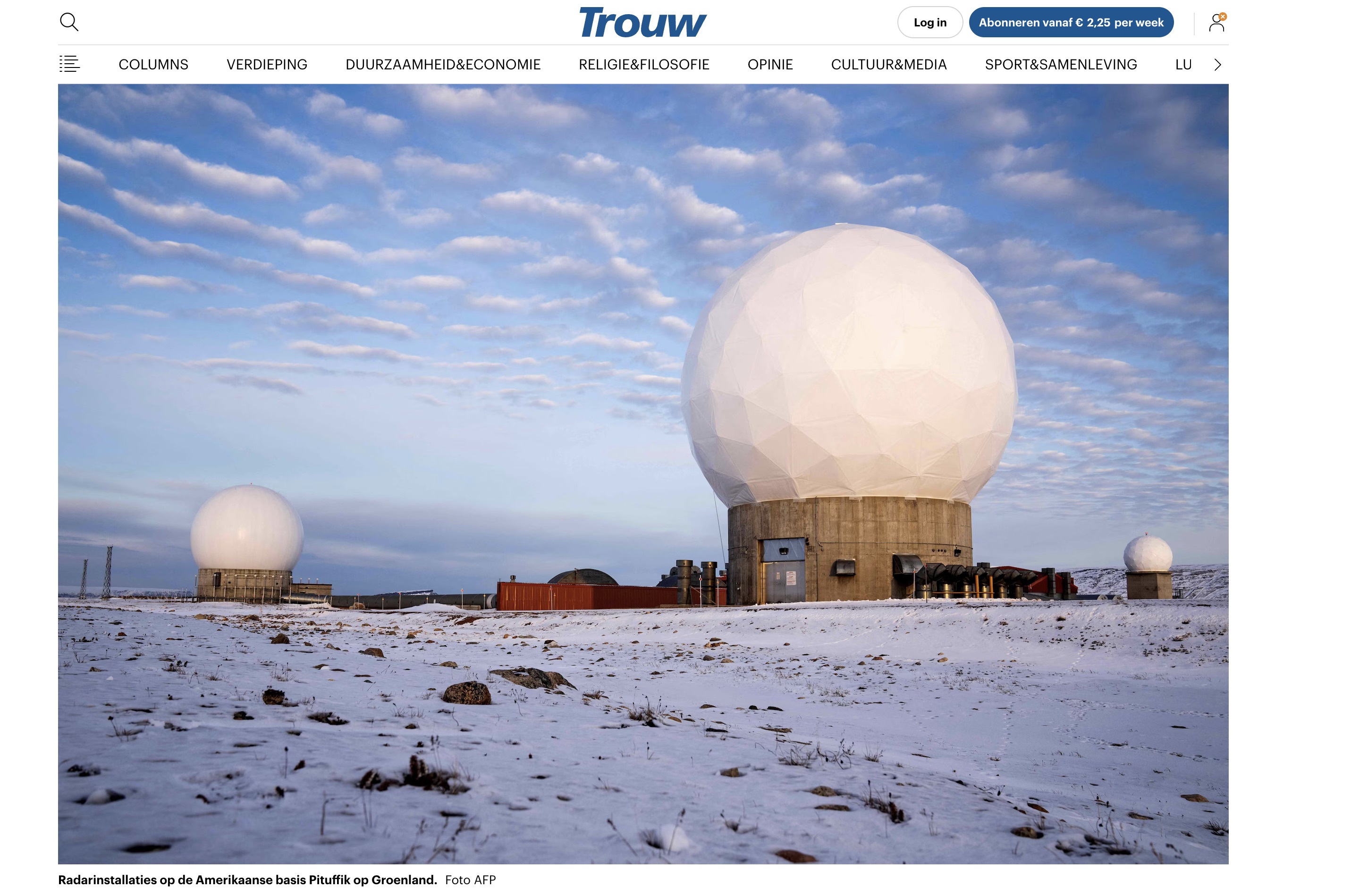 screenshot of news website