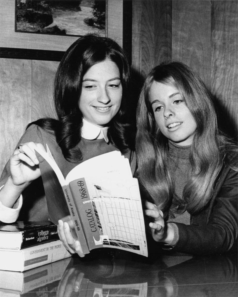 Mary K. Hughes (L) and her sister Patricia Ann (R) in 1968. Photo by Alice Puster from The Anchorage Times.