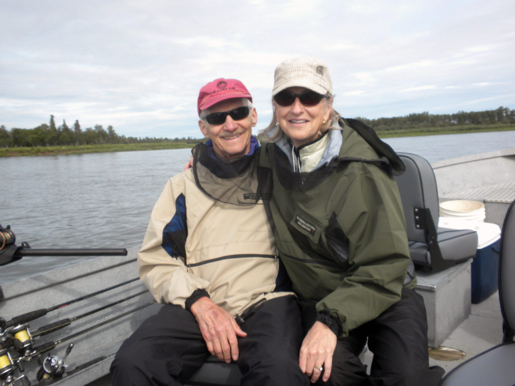 Mary with her husband, Andrew Eker, on the Nushagak River in 2016