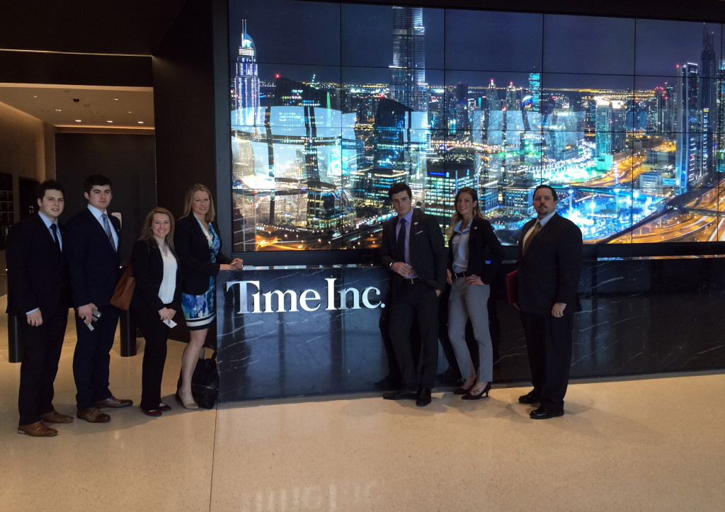 Hayden Nilson, Jamie Boyle, Stefan Hajdukovich, Kim McGinnis, Alec Hajdukovich, Lacey Cruikshank and Tracy Reeves visit the offices of Time Inc.