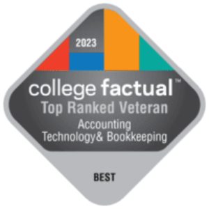Collegefactual.com 2023 Top Ranked Veterans Accounting Technology and Bookkeeping badge