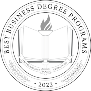 Intelligent.com 2022 Best Online Business Degrees badge