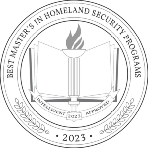 Intelligent.com 2023 Best Master's in Homeland Security Programs badge