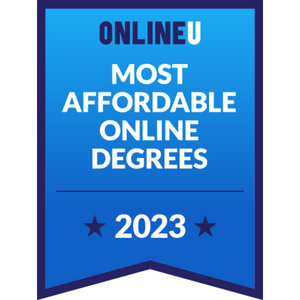 OnlineU.com 2023 Most Affordable Online Emergency Management Degrees badge