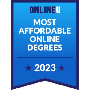 OnlineU.com 2023 Most Affordable Online Master's Degrees in Homeland Security badge