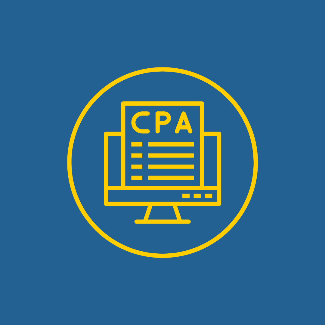 yellow cpa icon with blue background