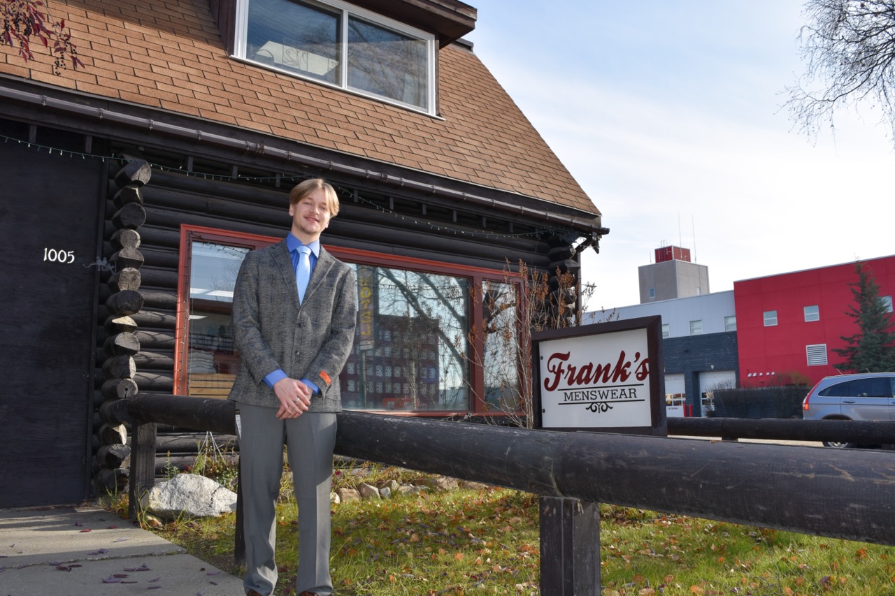 CBSM student, Sammy Bass, proudly shows off his new suit from Frank’s Menswear.