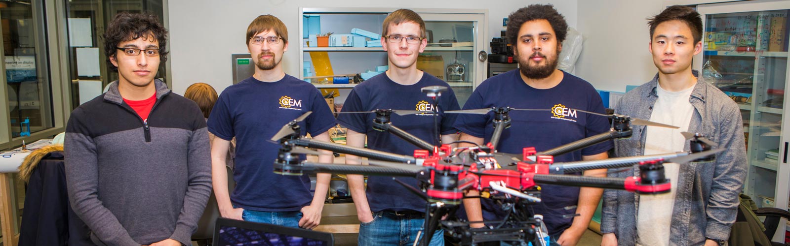 Students posing with their drone 
