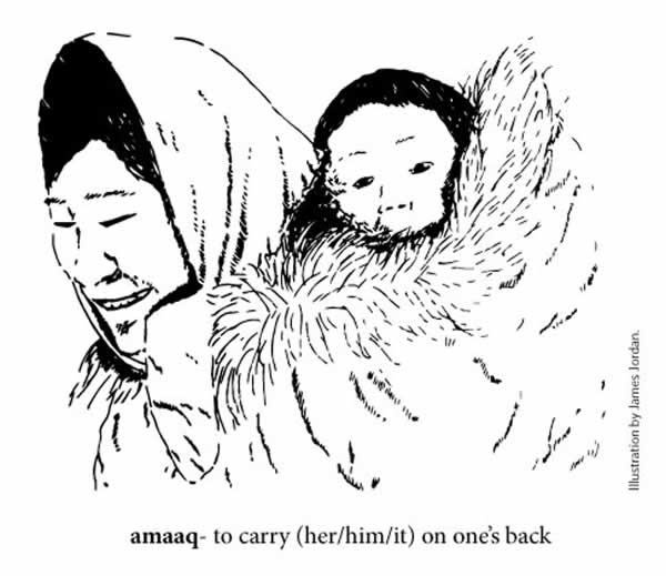 Illustration of the word amaaq - or to carry on ones back