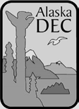 Logo with trees and mountains labeled Alaska DEC