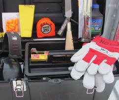 A chainsaw tool box keeps tools dry and in one location.