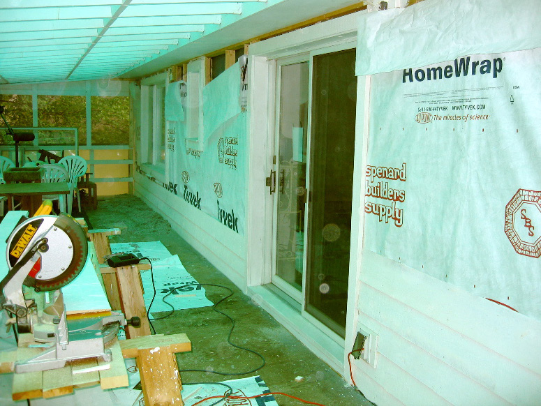 Detail of a home in the final retrofit stages. 