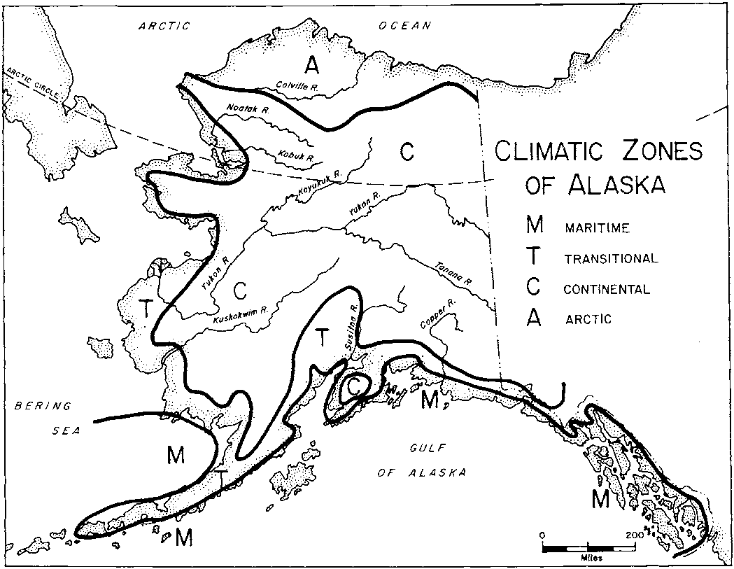 Climatic zones in Alaska.