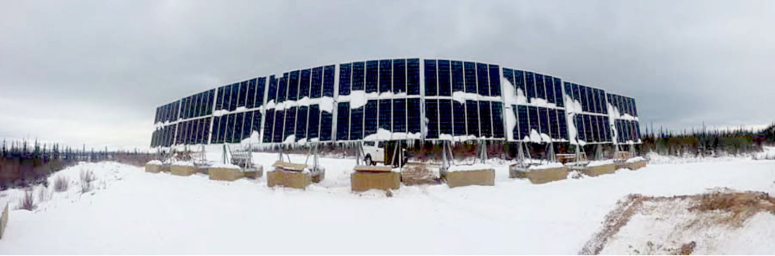 Ballasted ground mounted solar PV array in Colville Lake