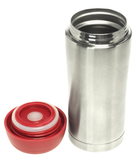 Tall container next to a red lid