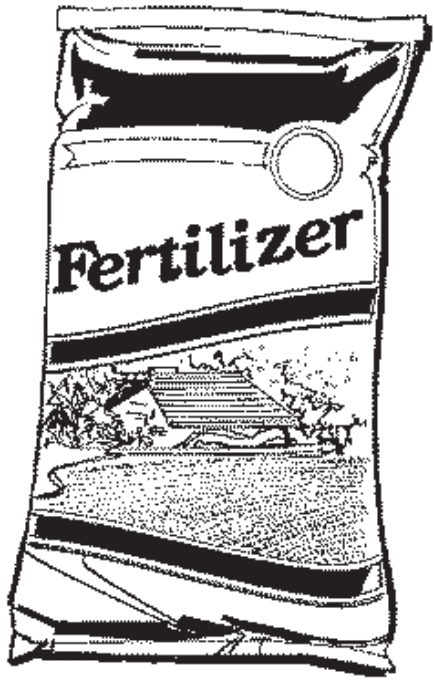 Bag labeled fertilizer