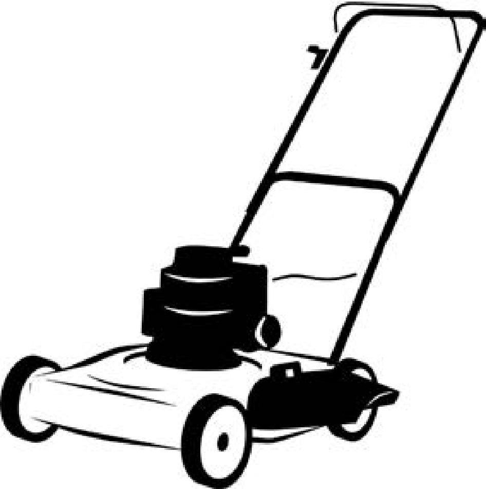 Small square tool with handle and four wheels beneath the engine