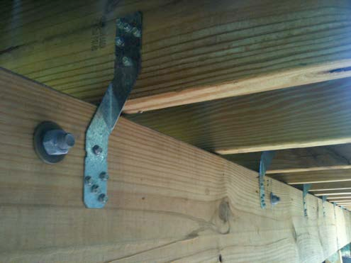Attach strong ties or clips to solidly connect any beams to the rafters or joists.