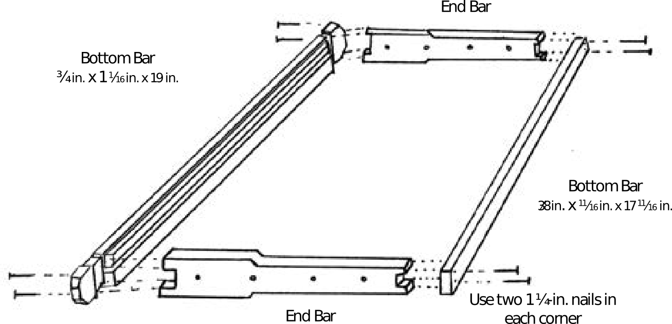 Two bottom bars and end bars for a frame