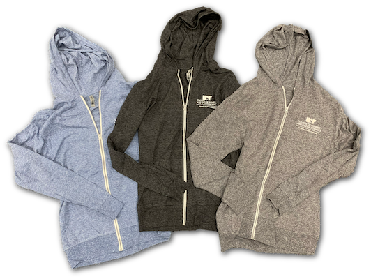 Lightweight full zipper hoodie Light grey, dark grey and light blue full zipper lightweight cotton hoodies with CFOS logo