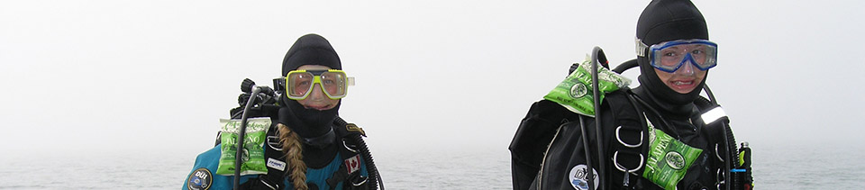 Two research divers in gear