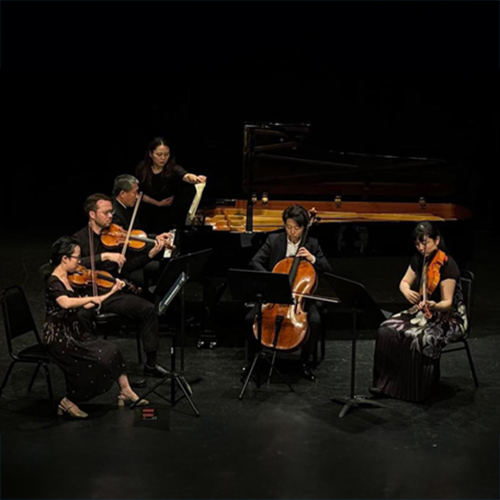 Strings on stage for a chamber performance during the Hunter International Music Festival in New York