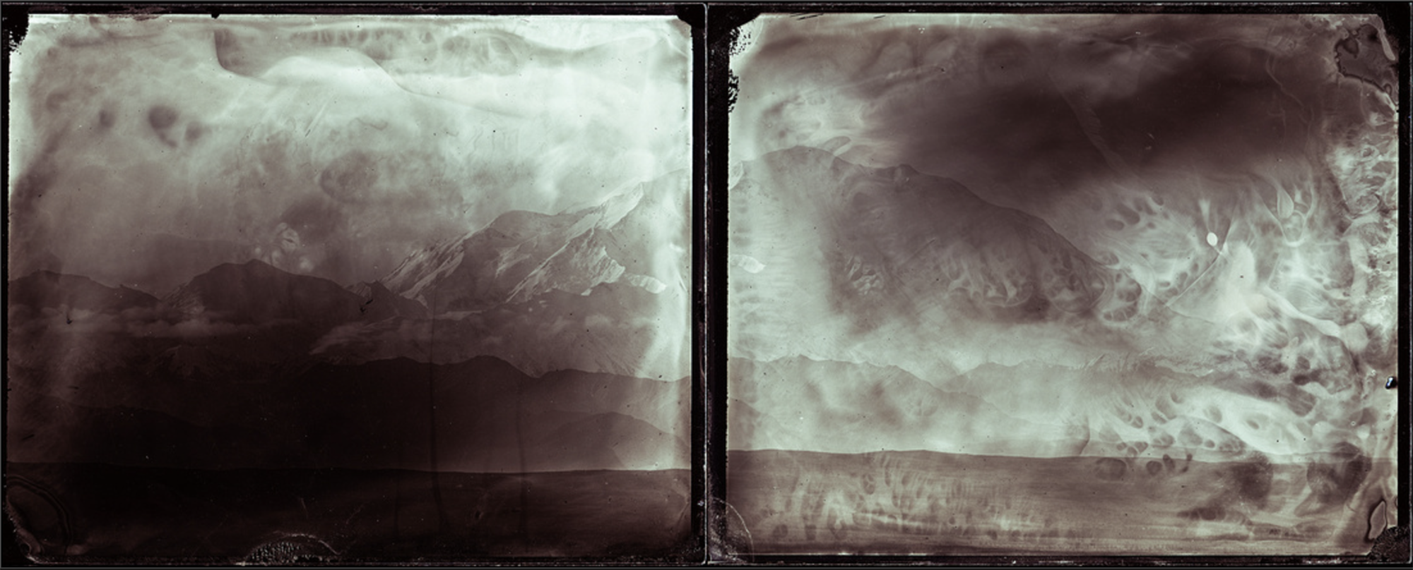 Denali, across two photographs taken with the wet plate collodion process. Photos by Charles Mason