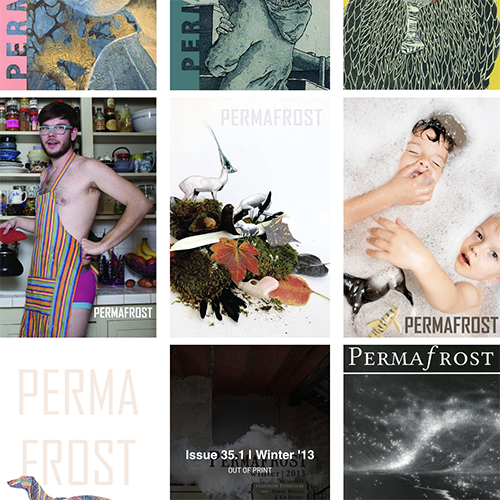 Grid of cover images from a selection of Permafrost's print issues