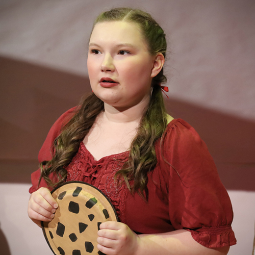 Ellie Martinson on stage during the UAF Department of Music and Lathrop High School opera production of Hansel and Gretel. UAF Photo by Jaunelle Celaire.