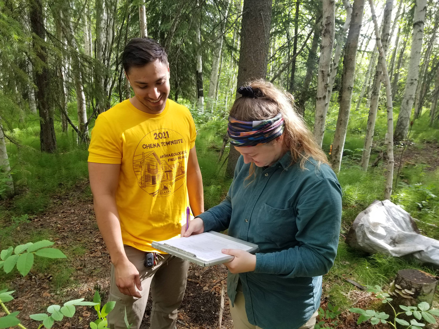 Two students participating in the UAF Archaeology Field School. UAF Photo