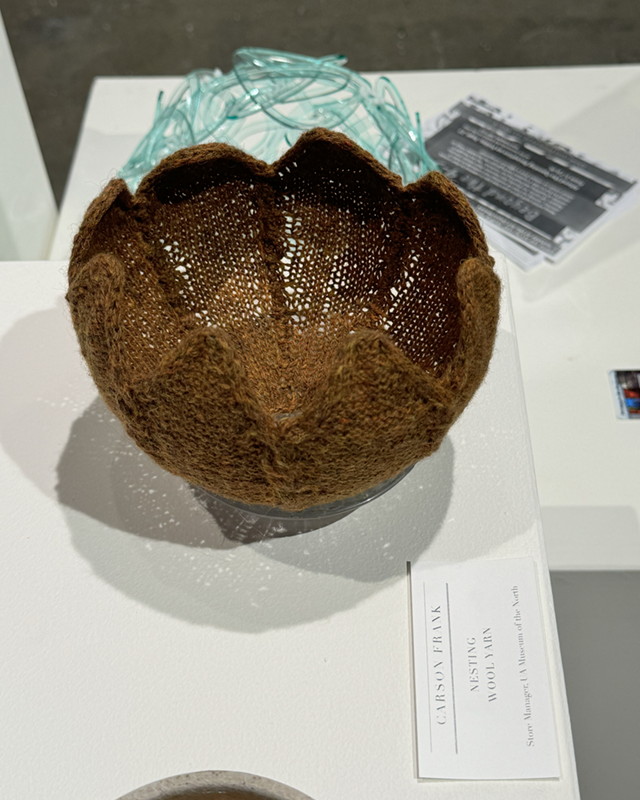 bowl made from wool yarn by Carson Frank. UAF Photo by Jamie Bennett