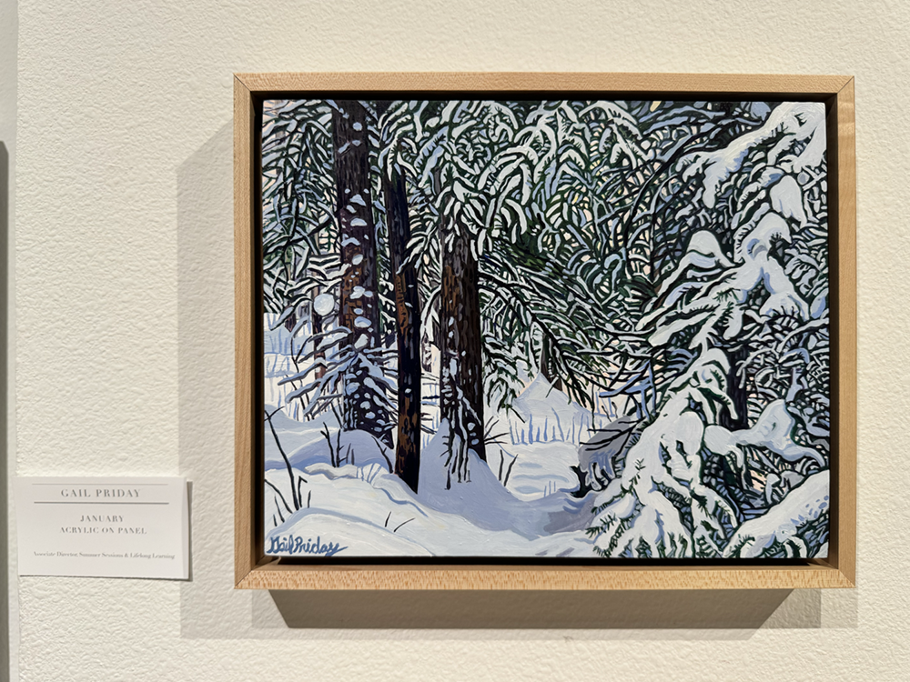 Winter landscape painting by Gail Priday. UAF photo by Jamie Bennett