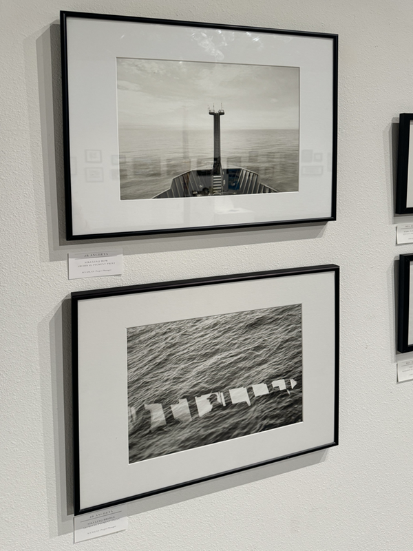 Two black and white photographs taken aboard the Sikuliaq by JR Ancheta. UAF Photo by Jamie Bennett