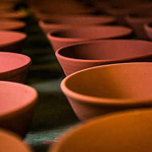 Rows of clay bowls