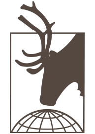 Graphic of a reindeer over a grid globe