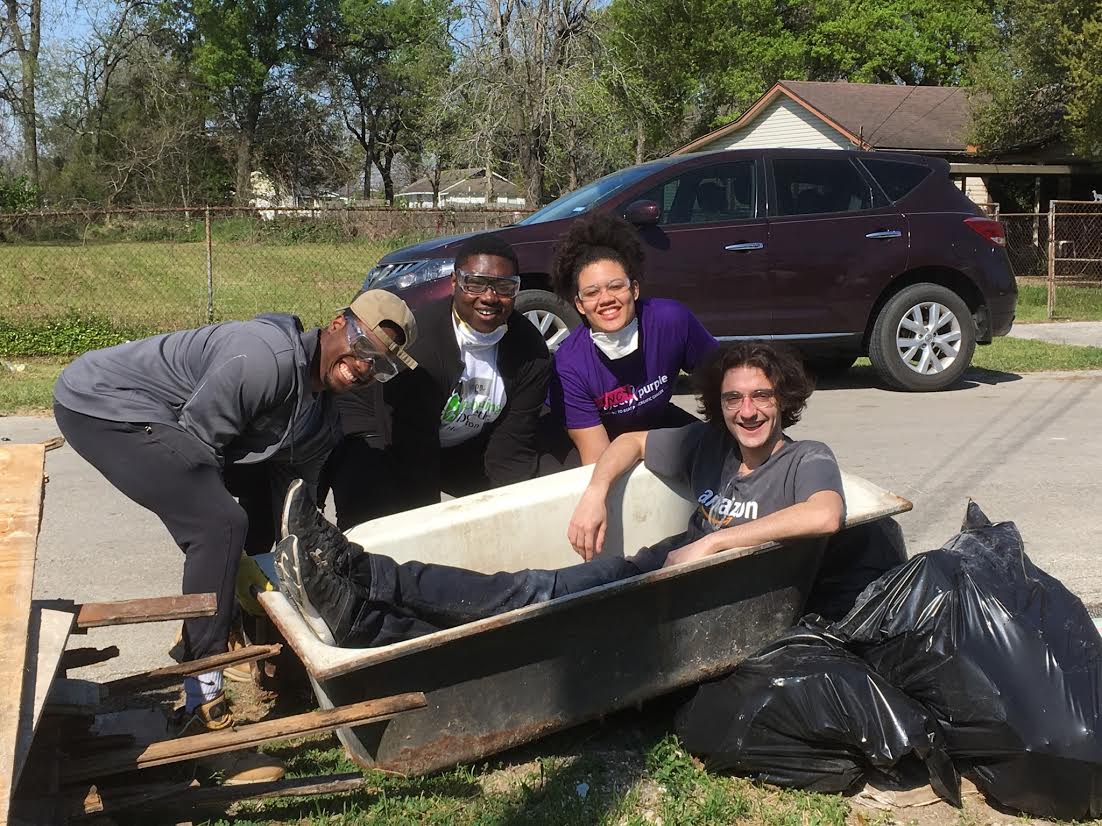 A group of students took an Alternative Spring Break repairing homes in Houston in 2018 after the devastation of Hurricane Harvey the previous year.