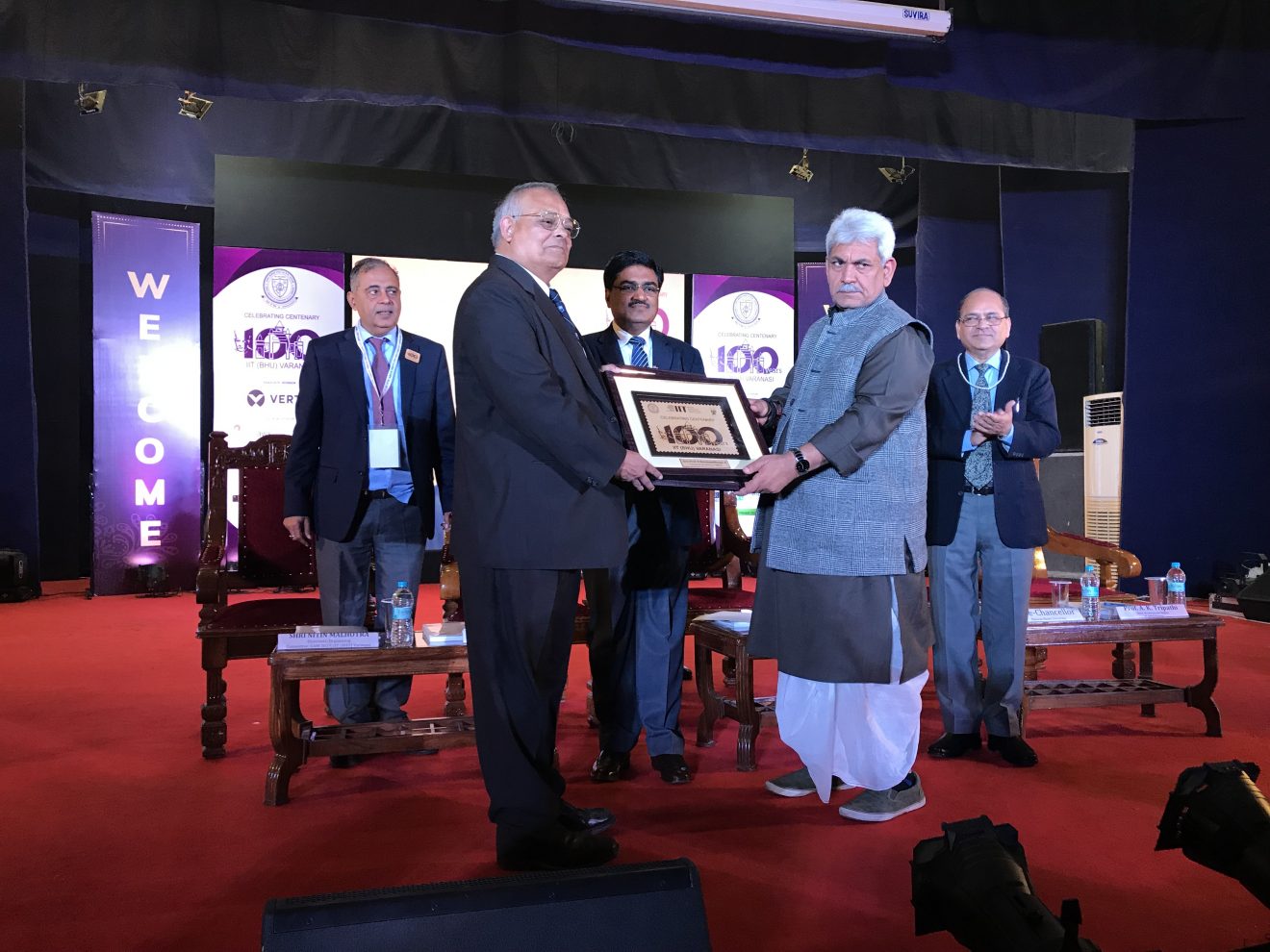 Sukumar Bandopadhyay, front left, professor emeritus of mining engineering, received the Distinguished Alumnus of the Century in Making Award on Feb. 11, 2019.