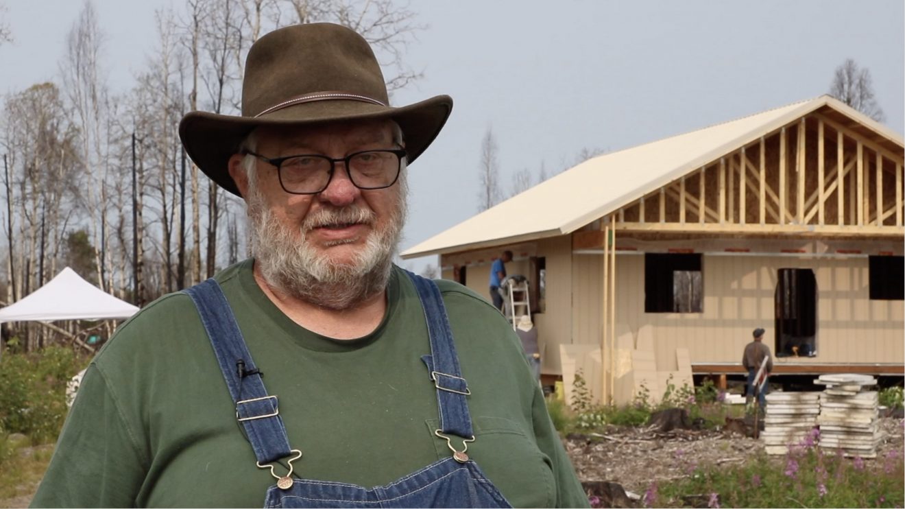 Photo by Amanda Byrd. Randale "Ned" Sparks lost his home in the 2019 McKinley Fire. It's being rebuilt thanks to a group of volunteers and the McKinley Fire Long-Term Recovery Group.