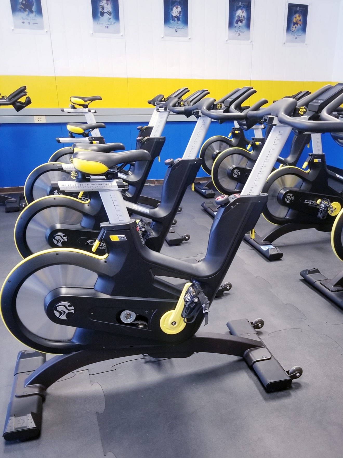 rows of stationary bikes
