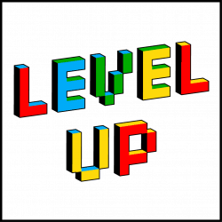 Colorful text spelling out 'Level Up'