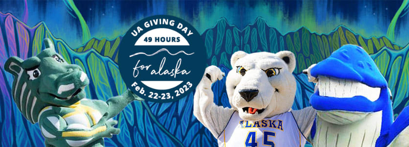 Giving day banner with UA mascots