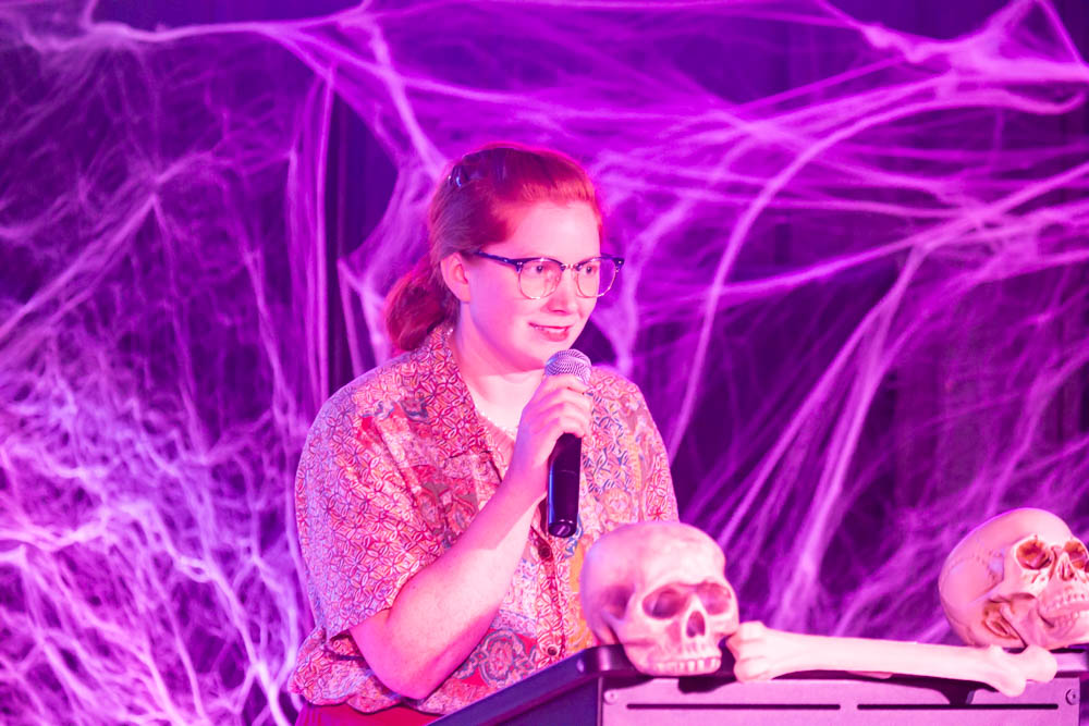 Reader at the 2023 32nd annual Dead Writers event. UAF Photo by Sarah Manriquez