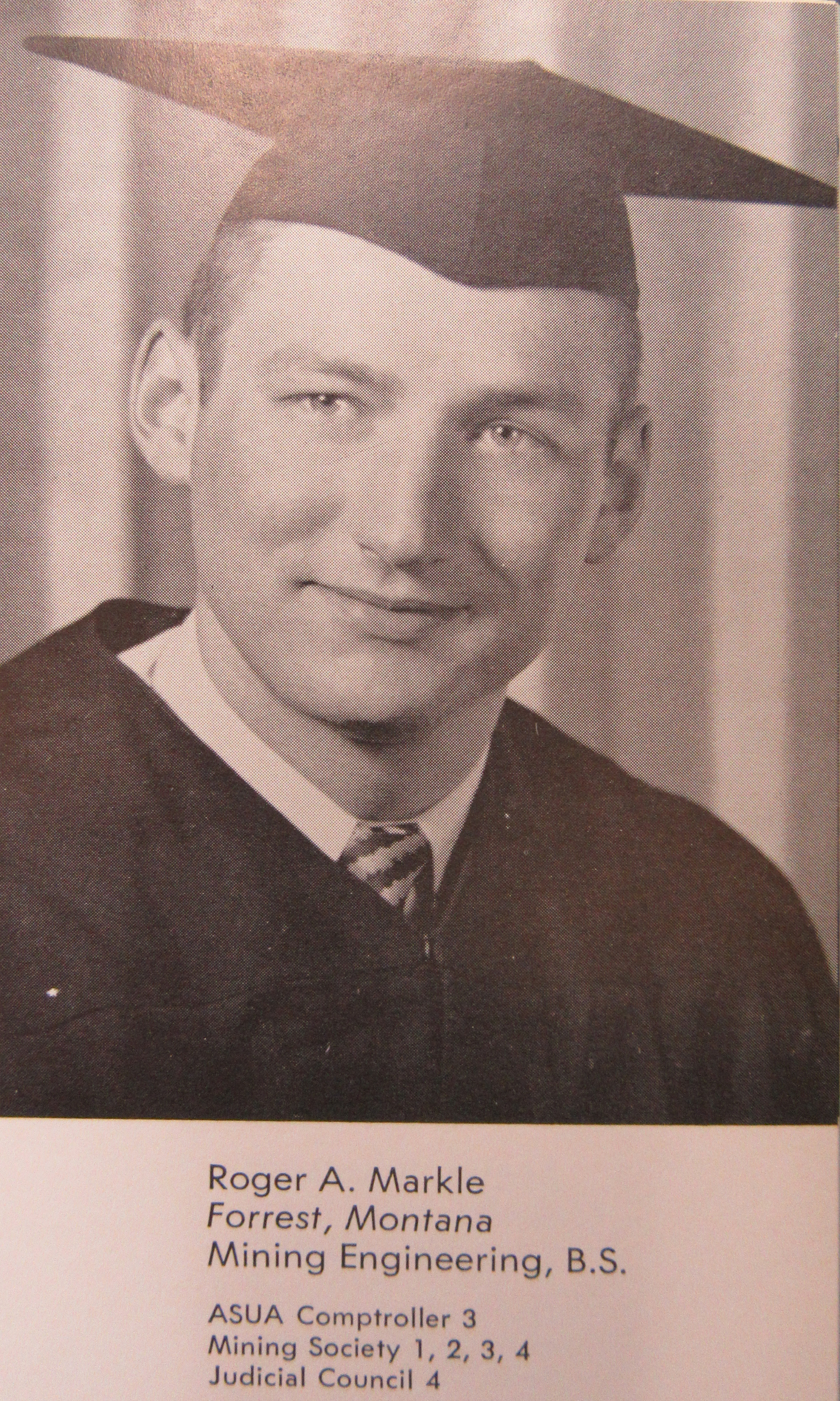 Roger Markle graduation image from yearbook