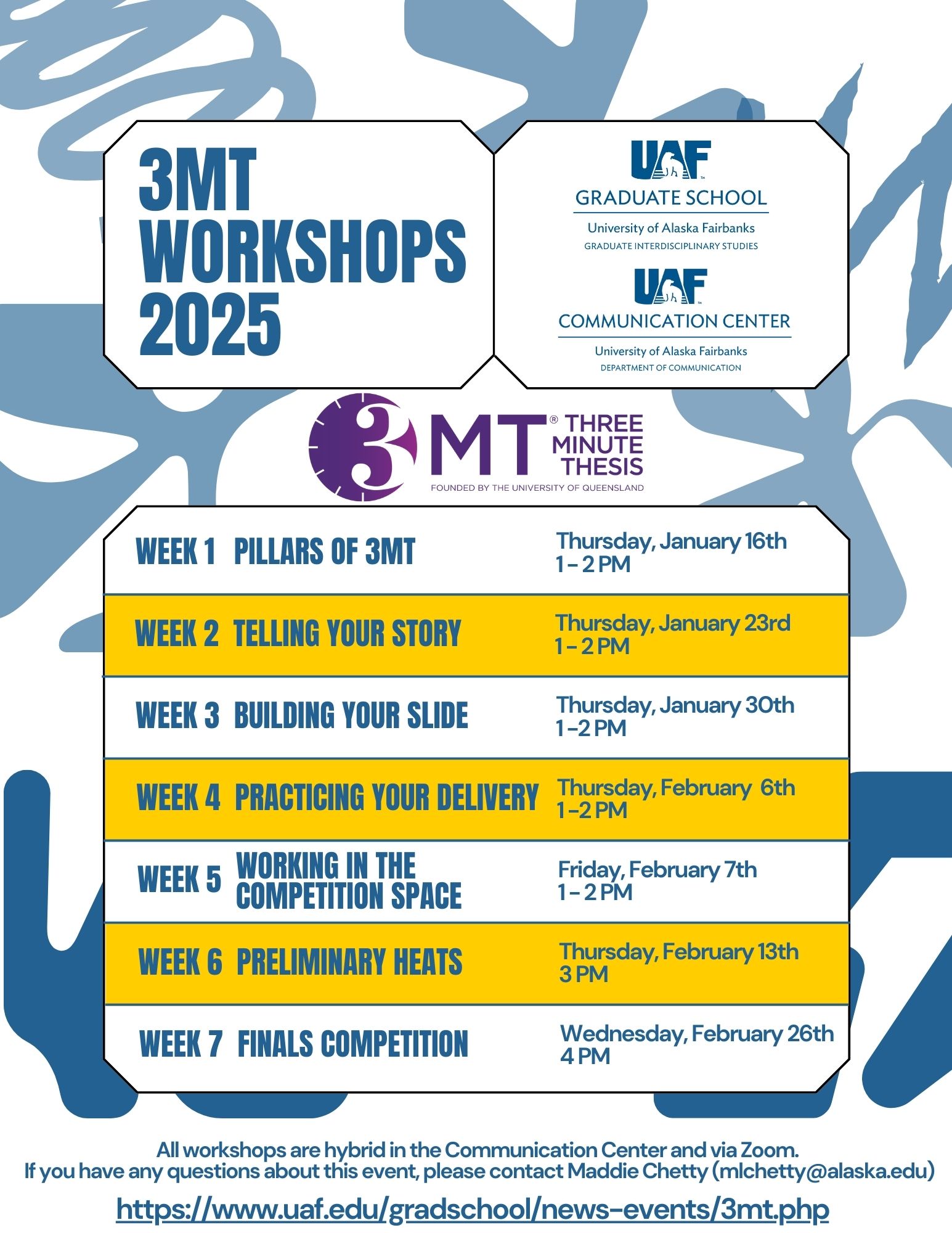 Schedule for comm center classes