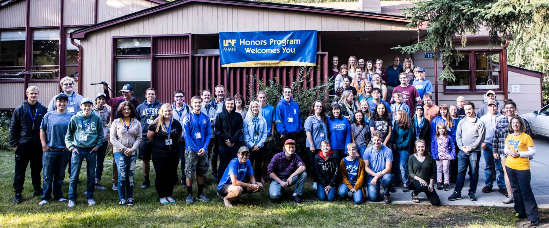 UAF Honors Students group photo in front of the Honors House